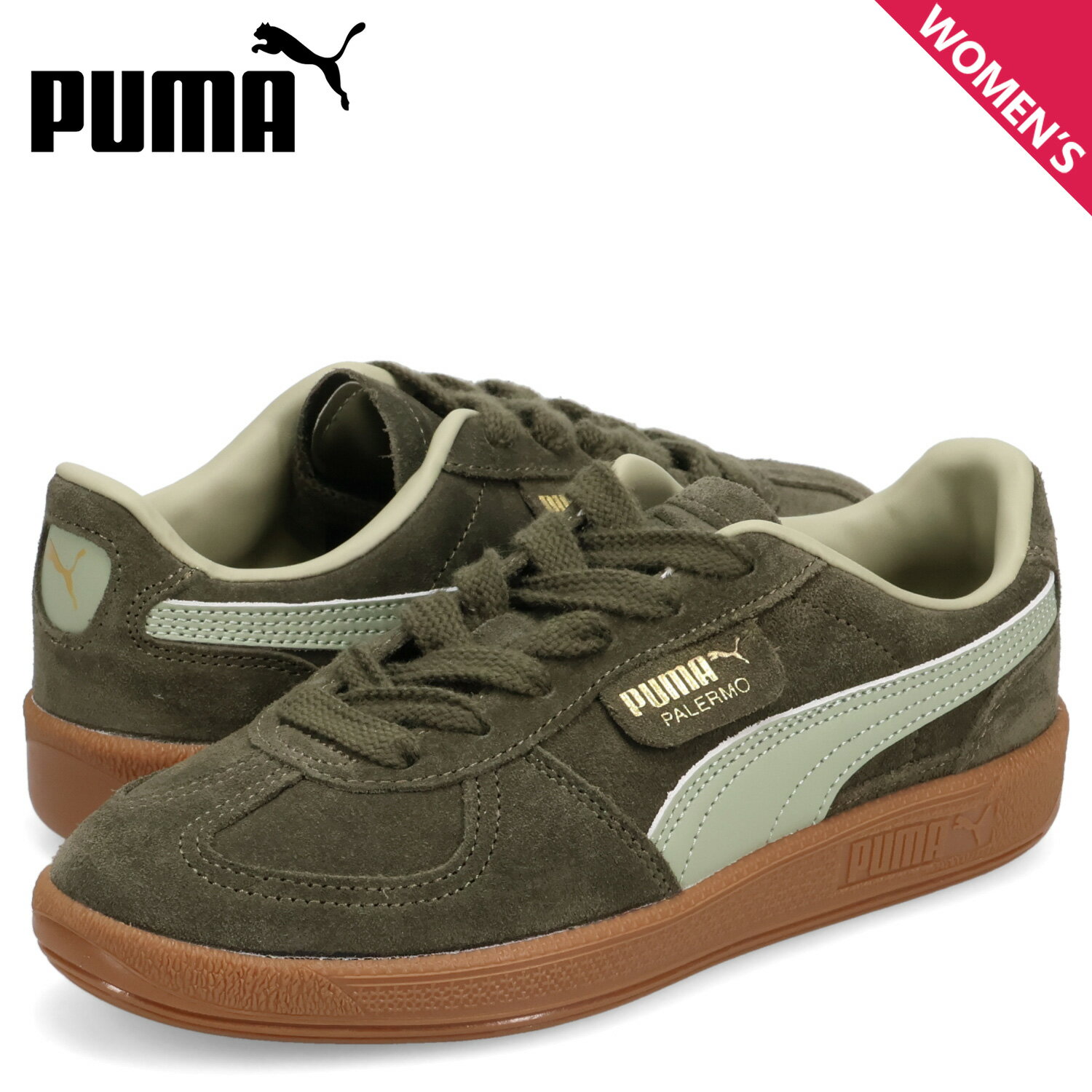 【最大1000円OFFクーポン発行中 11/27 09:59まで！】 PUMA プーマ スニーカー パレルモ レディース PALERMO ダーク オリーブ 396463-80