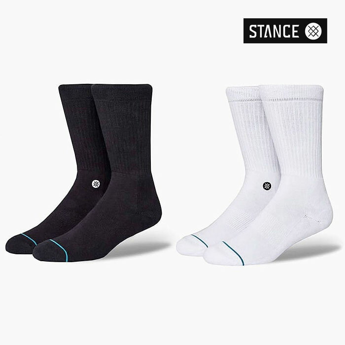 STANCE SOCKS ICON M311D14ICO スタンスソックス アイコン メンズ レディース キッズ 靴下 スタンス/ソックス/黒/白/ユニセックス/クルー丈/定番