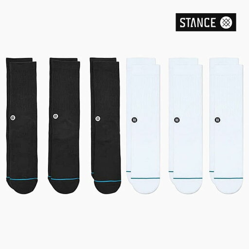 STANCE スタンス ソックス 靴下 3足セット スタンスソックス ICON 3PACK アイコン メンズ レディース ユニセックス クルーソックス 黒 白 定番 人気 M556D18ICP STANCE スタンス ソックス 靴下 3足セット スタンスソックス ICON 3PACK アイコン メンズ レディース ユニセックス クルーソックス 黒 白 定番 人気 M556D18ICP