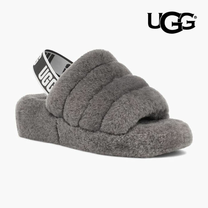 【アグ ファーサンダル レディース】UGG W FLUFF YEAH SLIDE[フラッフイヤースライド グレー][ボア シープスキン サンダル ムートン 並行輸入品]のサムネイル