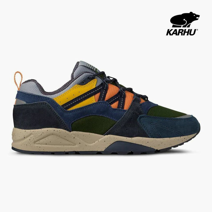 カルフ メンズ スニーカー フュージョン2.0 KARHU FUSION 2.0 KH804156 ネイビー 緑 ローカット スエード レザー 撥水ナイロン