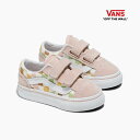 バンズ オールドスクール キッズ スニーカー ベルクロ VANS OLD SKOOL V TD VN0A38JNBS5 US企画 ピンク マルチカラー チェック スエード キャンバス ベビーシューズ 子供靴 チェッカーボード柄