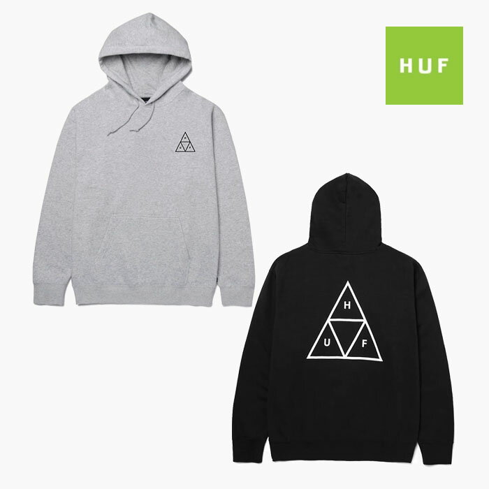 HUF ハフ パーカー メンズ ESSENTIALS TT PULLOVER HOODIE PF00491 フーディ ロゴ 黒 グレー プルオーバー