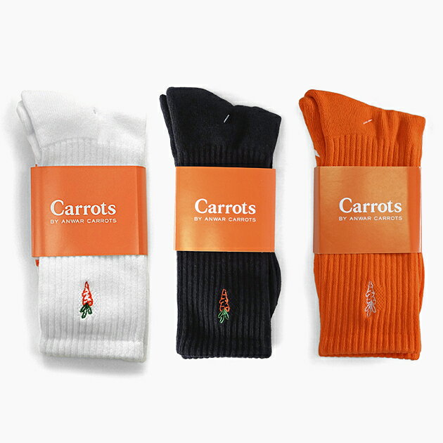 【メール便対応】CARROTS キャロッツ ソックス WORKMARK CREW SOCKS WHITE BLACK ORANGE CARROTS BY ANWAR CARROTS クルーソックス スニーカー ソックス 靴下 白 黒 オレンジ ロゴ ワンポイント メンズ靴下 メンズソックス 2018FW プレゼント