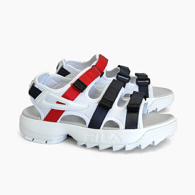 フィラ メンズ レディース サンダル FILA DISRUPTOR SD [WHITE F0304 3081] ディスラプター サンダル 白紺赤 ホワイト レイビー レッド トリコロール 靴 ダッドスニーカー 定番 厚底