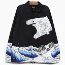 【30%OFF】【並行輸入品】RIPNDIP リップンディップ コーチジャケット THE GREATEST WAVE COACHES JACKET BLACK メンズ トップス ジャケット RIP N DIP 黒 スケートボード ストリートブランド 猫
