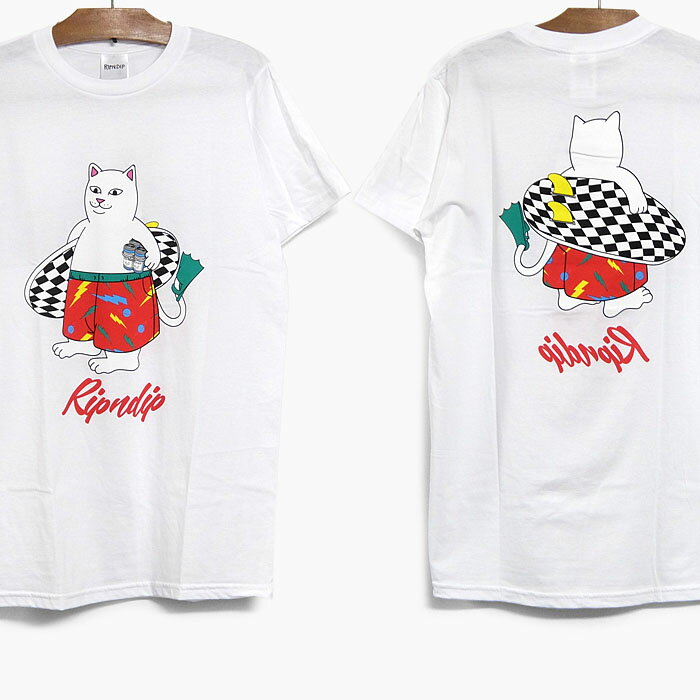 RIPNDIP SURF BREAK TEE RND4977 リップンディップ サーフブレイク 半袖 Tシャツ メンズ/ティーシャツ/白/猫/サーファー/ロゴ/2021春夏