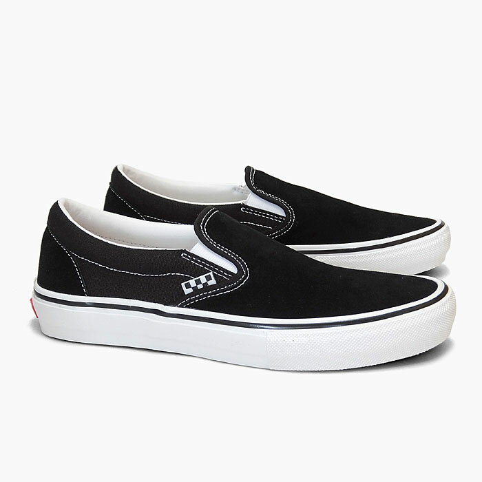 【5%OFF】VANS SKATE SLIP-ON VN0A5FCAY28[バンズ スケートスリッポン][メンズ/ヴァンズ/スニーカー/SKATEBOARDING/スケシュ−/スリッポン/黒白/スエード/キャンバス/プロ/PRO/USA企画]