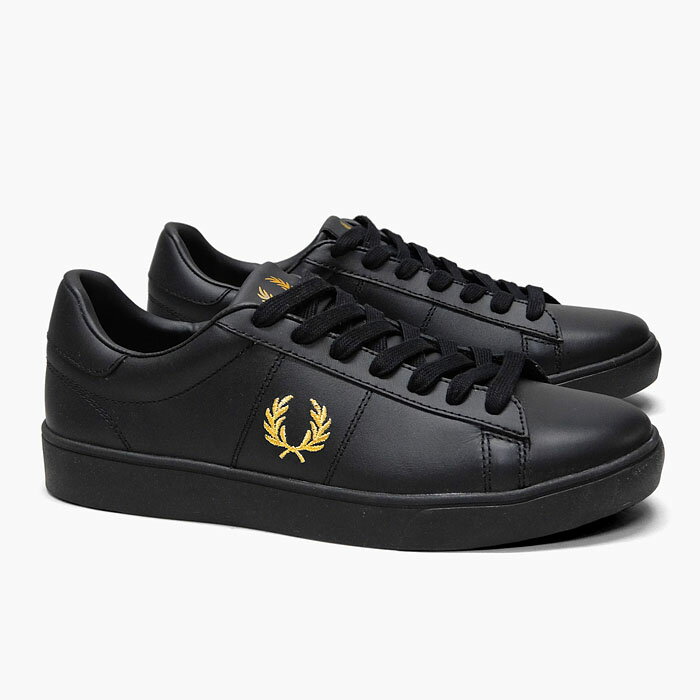 フレッドペリー レザースニーカー メンズ FRED PERRY SPENCER LEATHER B2333 102[フレッドペリー スペンサー レザー][スニーカー/メンズ/黒/金/ローカット/本革]