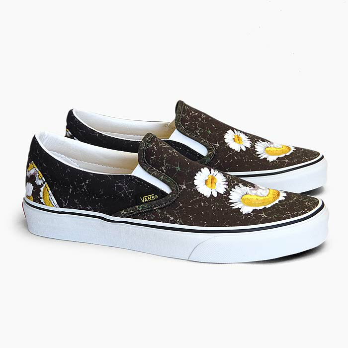 【10%OFF】VANS CLASSIC SLIP-ON VN0A33TB9FV バンズ クラシック スリッポン レディース スニーカー キャンバス 黒 黄色 デイジー