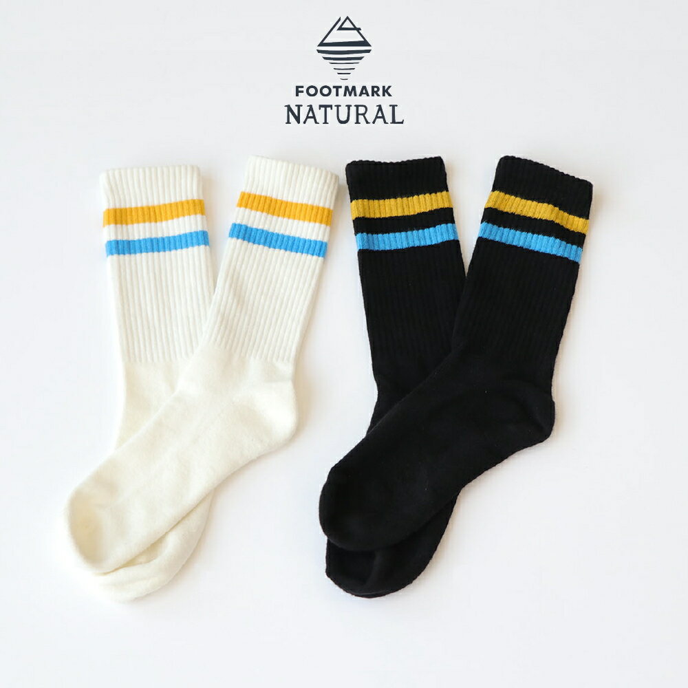 6月限定！最大全額ポイント還元※要エントリー フットマークナチュラル FOOTMARK NATURAL ラインソックス 3100479 01(シロ) 09(ブラック)【GKOJ】