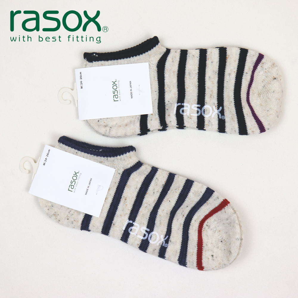 Rakuten - 4月限定！最大全額ポイント還元※要エントリー ［返品交換不可］ラソックス rasox ソックス 靴下 コットン・ボーダー・ロウ CA141SN01 642 643［C］【GIOM】