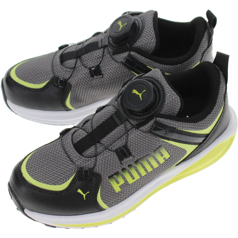 子供 プーマ PUMA スニーカー キッズ トゥウィッチ ランナー ディスク スニーカー 377358-02 CASTLEROCK-Light Lime-Puma Black 17-21cm