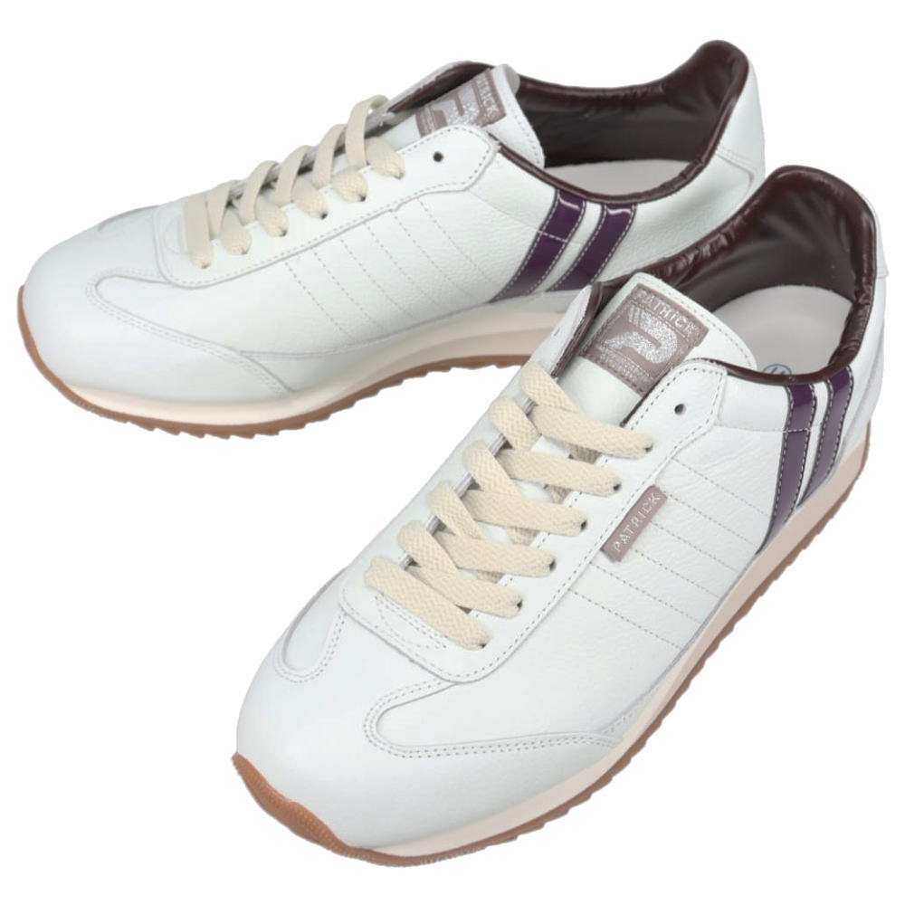 防水スプレー吹きかけサービス 交換返品送料無料 パトリック PATRICK スニーカー マラソン レザー MARATHON-L ホワイトパープル WHPL 982550【GJON】