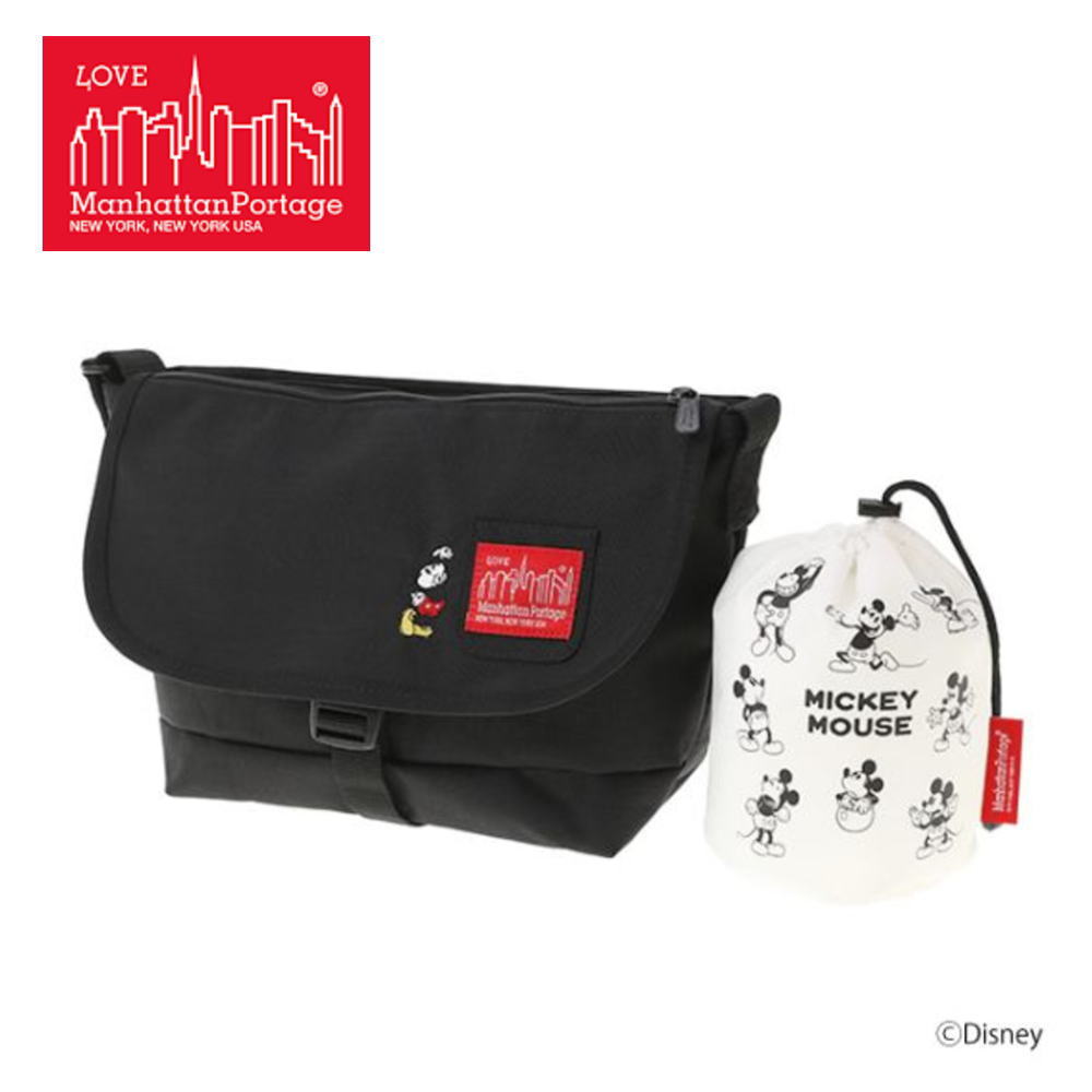 マンハッタンポーテージ Manhattan Portage ナイロン メッセンジャーバッグ JRS フラップ ジッパー ポケット / ミッキーマウス Nylon Messenger Bag JRS Flap Zipper Pocket / Mickey Mouse 1605-JR-S-FZP-MIC-23 ブラック BLK 【GHFF】