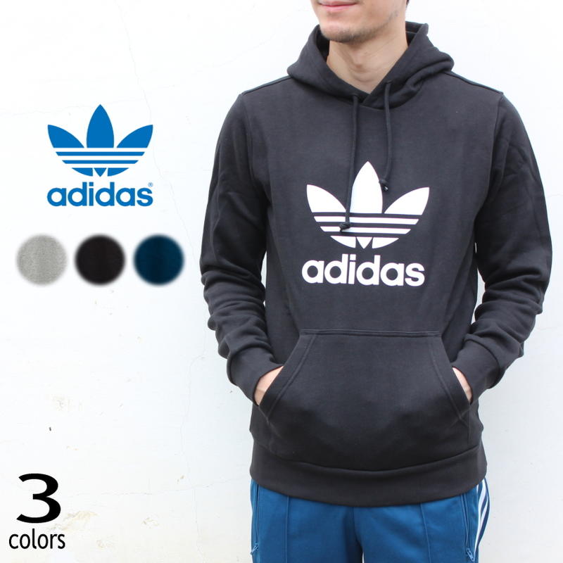 アディダス adidas ウェア トレフォイル フーディー TREFOIL HOODIE ミディアムグレイヘザー(DT7963) ブラック(DT7964) レジェンドマリン(DV1504)［WA］【FNOL】