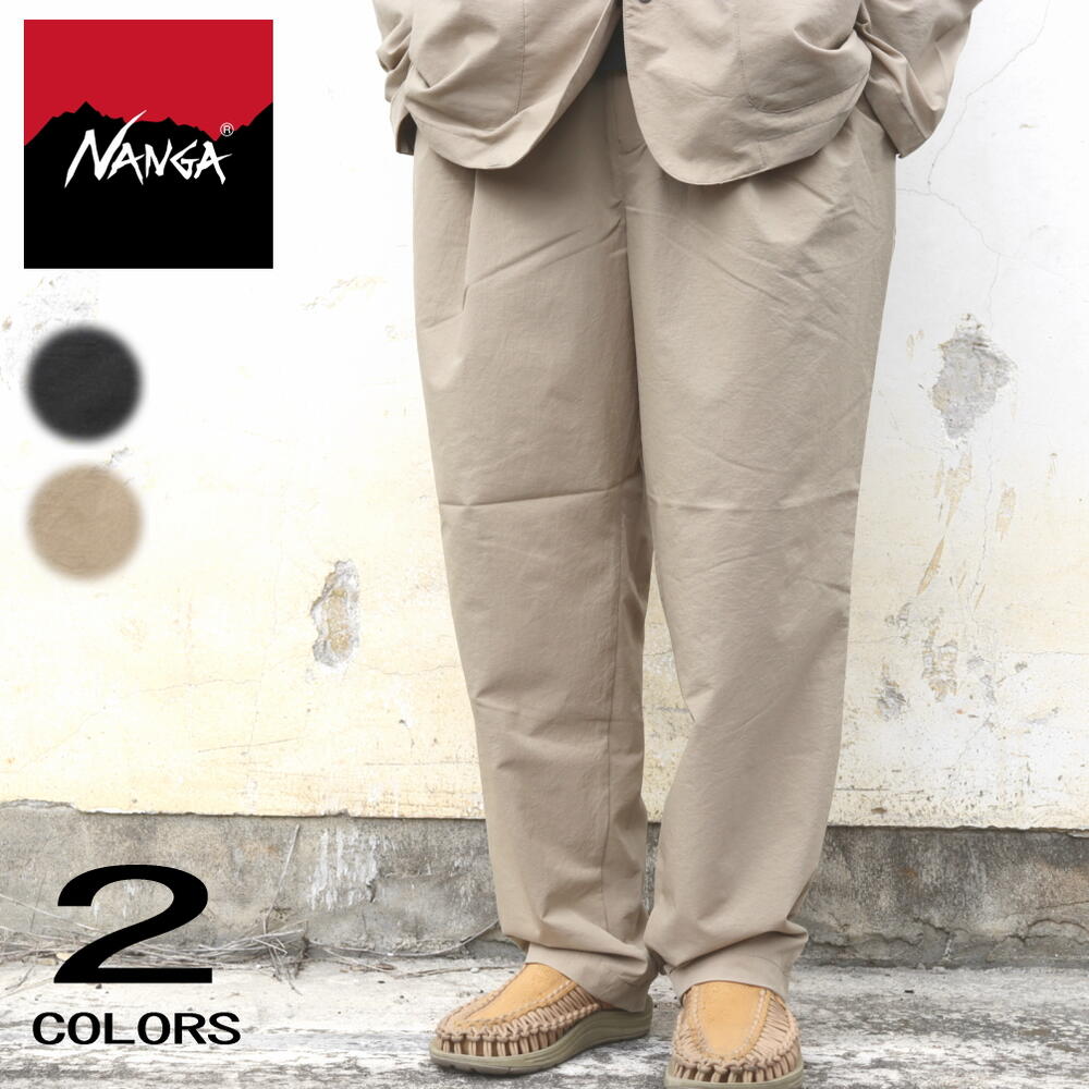 ナンガ NANGA エア クロス コンフィート タック テーパード パンツ AIR CLOTH COMFY TUCK TAPERED PANTS ブラック ベージュ NW2311-1I235［WA］