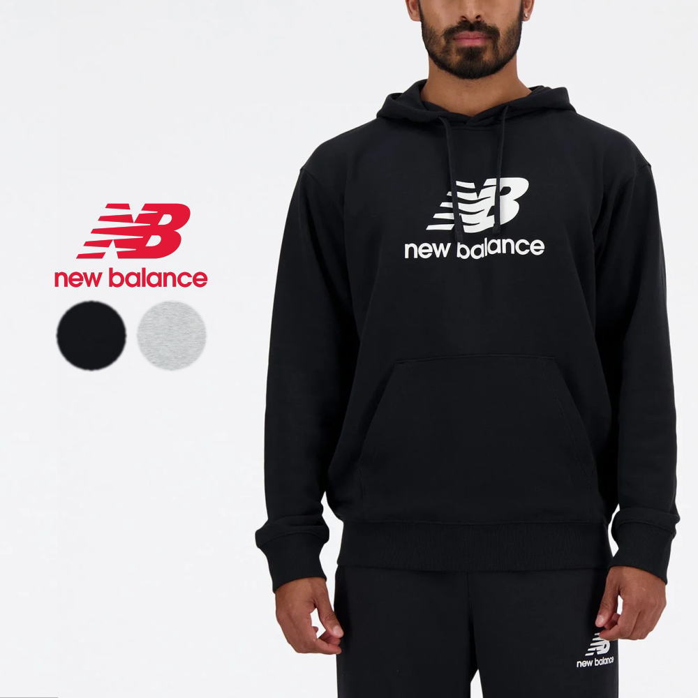 ニューバランス New balance ウェア スポーツ エッセンシャル スタックド ロゴ スウェット フーディ ブラック（BK） アスレチックグレー （AG） MT41501 【GIOF】