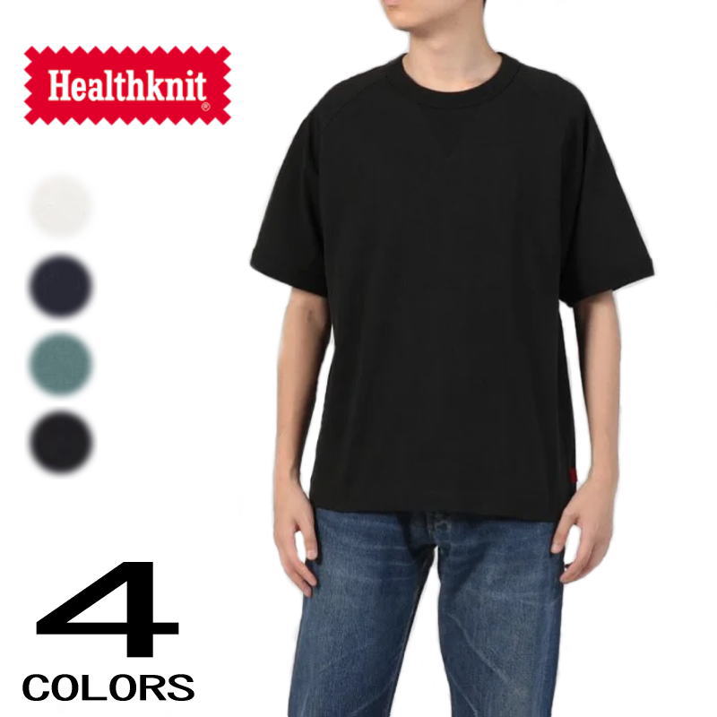 ヘルスニット Healthknit メンズ ウェア マックスウェイト ラグランスウェット型 半袖 Tシャツ 51022 オフ ネイビー ティールグリーン ブラック ［WA］
