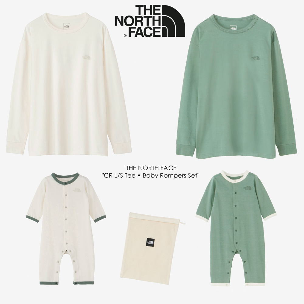 楽天すにーかー倉庫子供 ノースフェイス THE NORTH FACE CR ロングスリーブ ティー アンド ベビー ロンパース セット CR L/S Tee ＆ Baby Rompers Set NTM82301 OW（オフホワイト） DS（ダークセージ）［WA］【GHON】