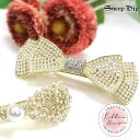 送料無料 リボン×パールバレッタ ヘアアクセ リボン 清楚 ガーリー エレガント ヘアピン かわいい かわいいヘアアクセ ヘアーアクセサリー パーティー フォー...