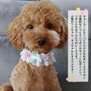 【ネコポスOK】 2WAYレースアクセ（ペット用） ペット 用品 犬用 猫用 ネコ イヌ 首輪 ドッグ カチューシャ ヘアバンド ヘッドアクセ ネックレス チョーカー レース リボン 襟 アクセサリー かわいい フリル おしゃれ◆2WAYレースアクセ（ペット用）