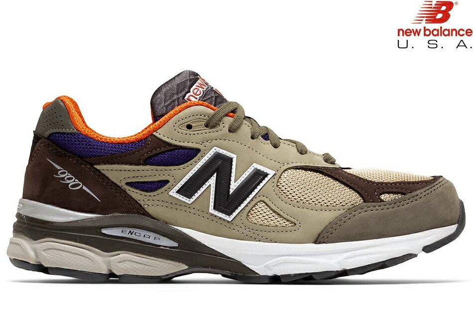 NEW BALANCE 990v3 M990BT3 TEDDY SANTIS 「Made in U.S.A」 KHAKI/ORANGE Dワイズニューバランス カーキ オレンジ テディ サンティス USA ENCAP VIBRAM メンズ スニーカー