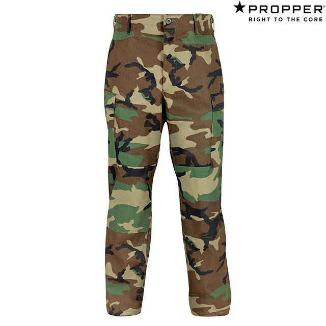 Propper BDU Trouser Button Fly - 100% Cotton Ripstop F5201 Woodland Camo Shortプロッパー BDU トラウザー カーゴ アーミー ミリタリー パンツ ウッドランド カモ ショート 迷彩 アメリカ軍 キャンプ アウトドア