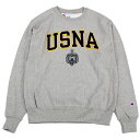 Champion 「USNA ISSUE OFFICIAL PRINT」 R/W CREW SWEAT GREYチャンピオン Reverse Weave リバースウィーブ クルー スウェット グレー 海軍兵学校 US NAVY ミリタリー プリント USA限定