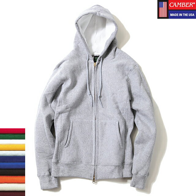 CAMBER 231 CROSS KNIT ZIPPER HOODED 11COLORS Made in U.S.Aキャンバー クロスニット ジップ アップ フード パーカー ヘビーウェイト 12オンス 厚手 無地 裏起毛 定番