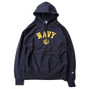 Champion 「USNA ISSUE OFFICIAL PRINT」 R/W HOODED SWEAT NAVYチャンピオン Reverse Weave リバースウィーブ パーカー フード スウェット ネイビー 海軍兵学校 US NAVY ミリタリー プリント USA限定