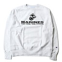 Champion 「USMC ISSUE OFFICIAL PRINT」 R/W CREW SWEAT GREYチャンピオン Reverse Weave リバースウィーブ クルー スウェット グレー アメリカ海兵隊学校 US NAVY ミリタリー プリント USA限定