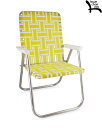 LAWN CHAIR USA YELLOW AND WHITE STRIPE CLASSIC FOLDING CHAIR 「Made in U.S.A」ローン チェア イエロー ホワイト クラシック フォールディング アーム チェア 折りたたみ椅子 アメリカ製 アウトドア キャンプ