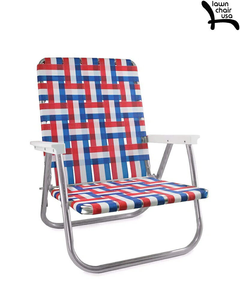 LAWN CHAIR USA OLD GLORY HIGH BACK BEACH WITH WHITE ARMS FOLDING CHAIR 「Made in U.S.A」 HUW0202ローン チェア オールドグローリー ハイバック ビーチ フォールディング チェア トリコロール 折りたたみ椅子 アメリカ製 アウトドア キャンプ
