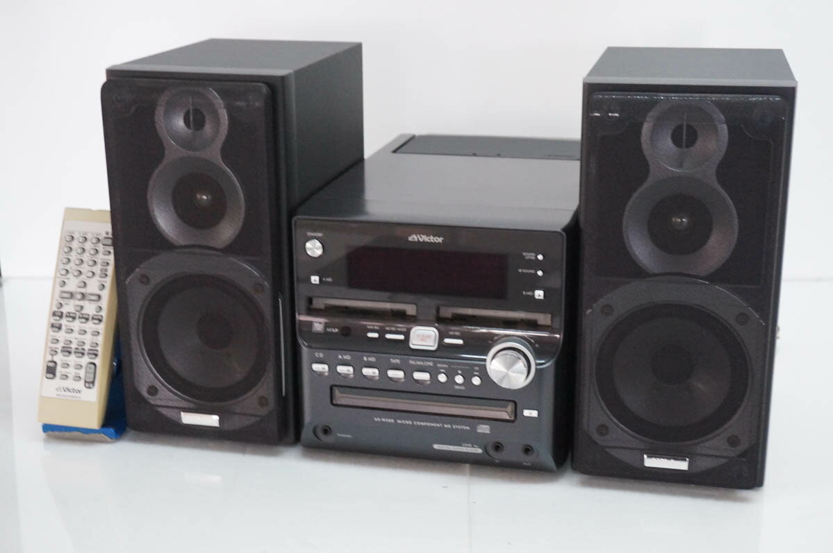 ビクター ミニコンポ UX−W500 ２台 日本ビクター、ダブルMDデッキ搭載のCD/MD/カセットコンポ