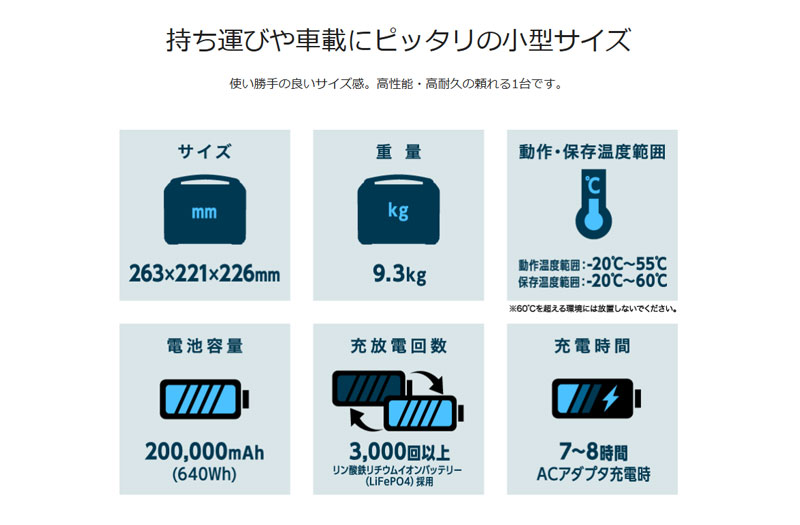 アルパイン PTB-PS640 ポータブル電源 大容量640Wh リン酸鉄リチウムイオンバッテ...