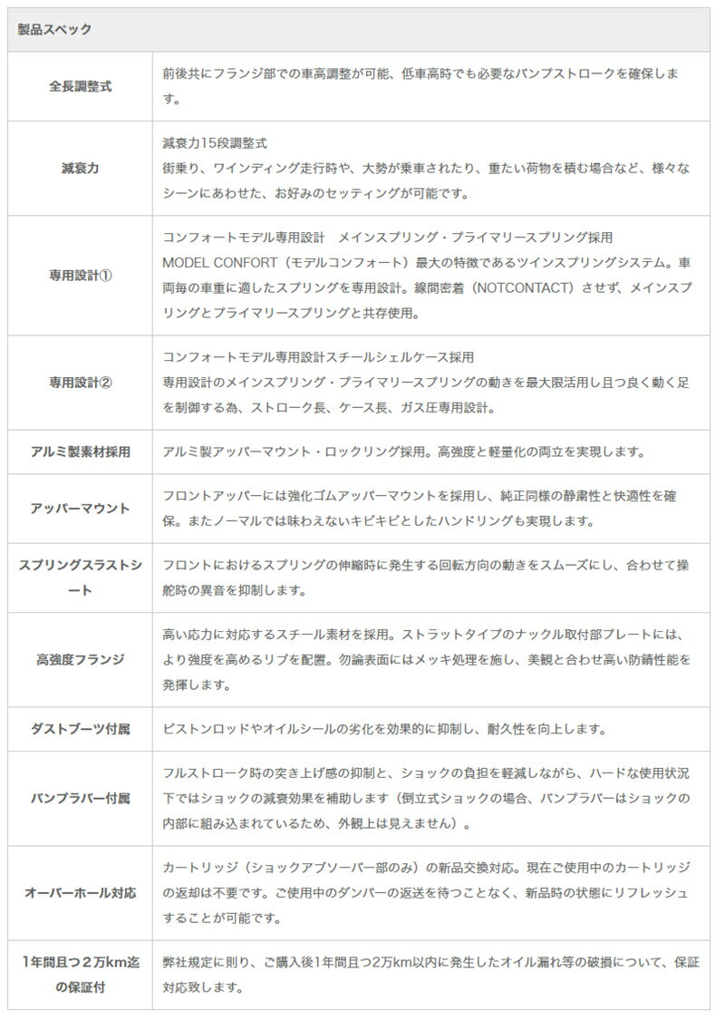 ストリートライド/車高調/MODEL COMFORT TYPE-K2/減衰力固定/ダイハツ タントエグゼ/L455S/2009年12月～2014年10月/SR-D503MC