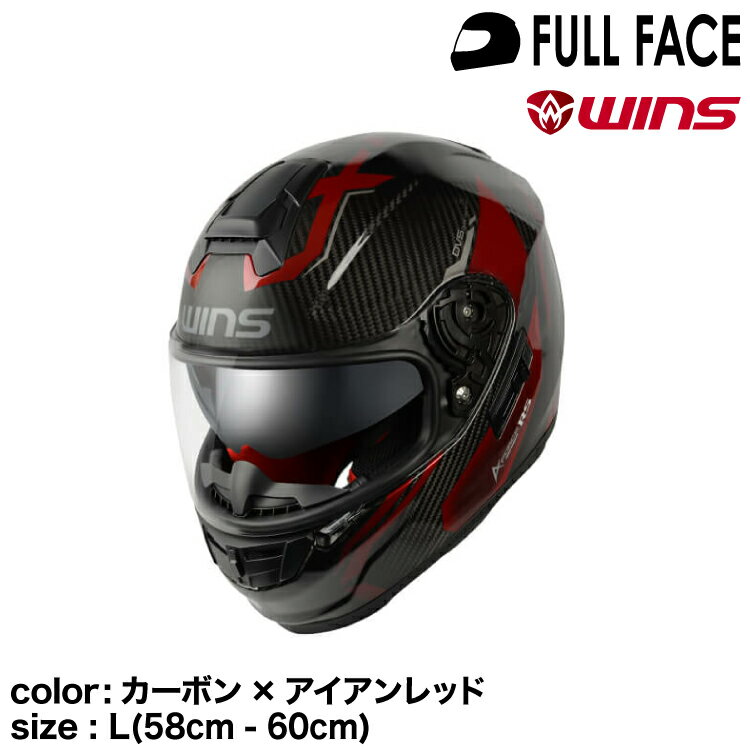 wins ウインズ フルフェイスヘルメット A-FORCE RS FLASH type C カーボン×アイアンレッド L(58cm - 60cm)