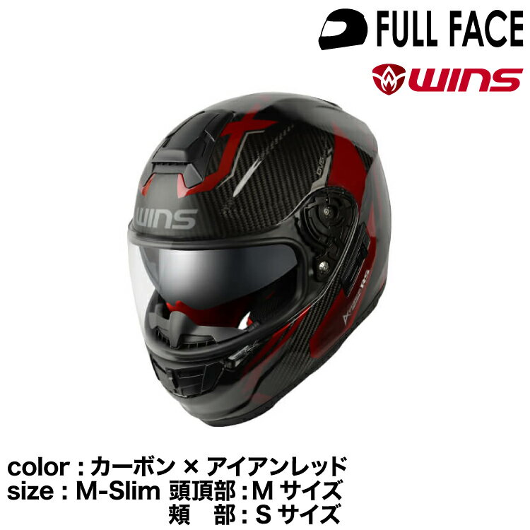 wins ウインズ フルフェイスヘルメット A-FORCE RS FLASH type C カーボン×アイアンレッド M-Slim