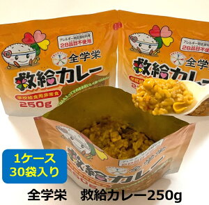 全学栄 救給 カレー 250g 30食 ケースお届け ご飯入り 栄養バランス アレルギー対応 非常食 スプーン付き 栄養教諭 備蓄 防災教育 避難訓練