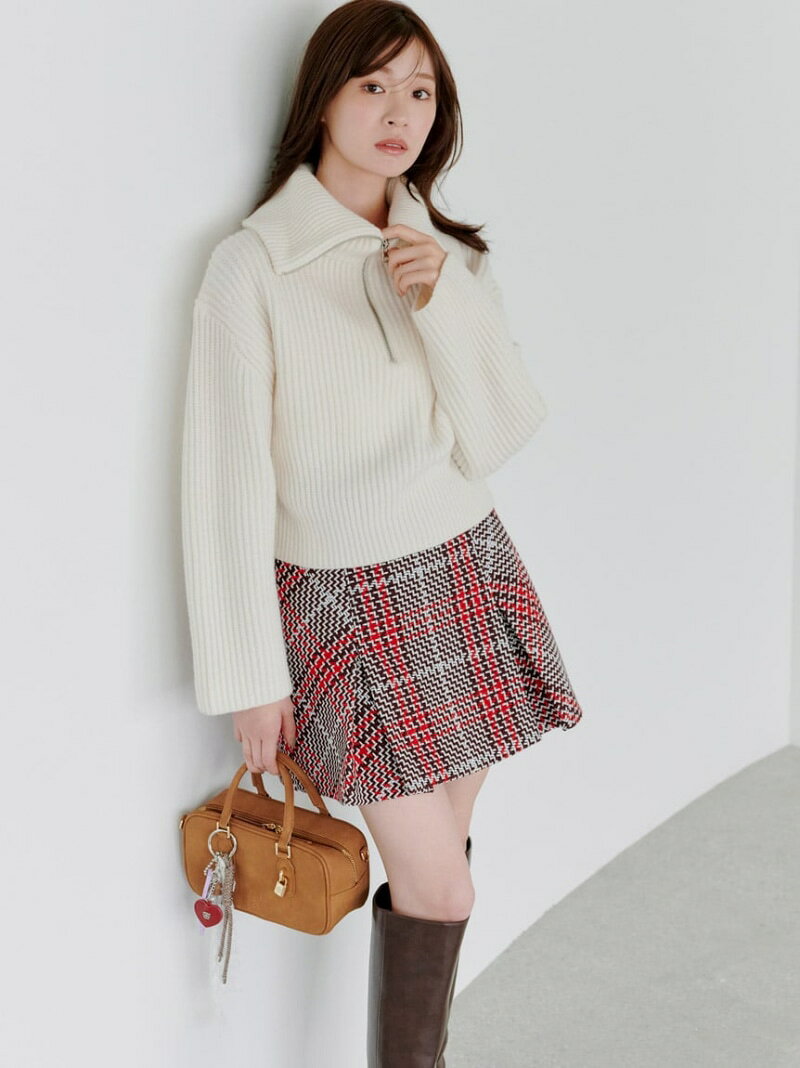 【SALE／40%OFF】Sustainableロービングチェックミニスカート SNIDEL スナイデル スカート ミニスカート レッド ピンク【RBA_E】【送料無料】[Rakuten Fashion]