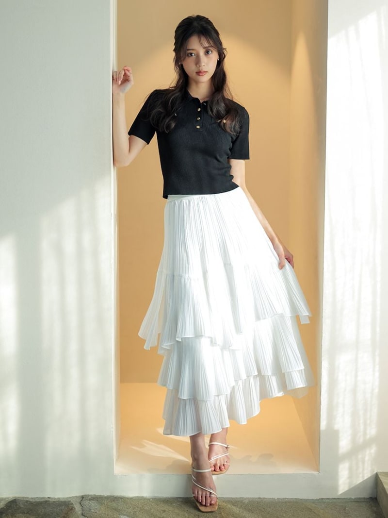 Rakuten - ボリュームティアードスカート SNIDEL スナイデル スカート ロング・マキシスカート ホワイト【送料無料】[Rakuten Fashion]