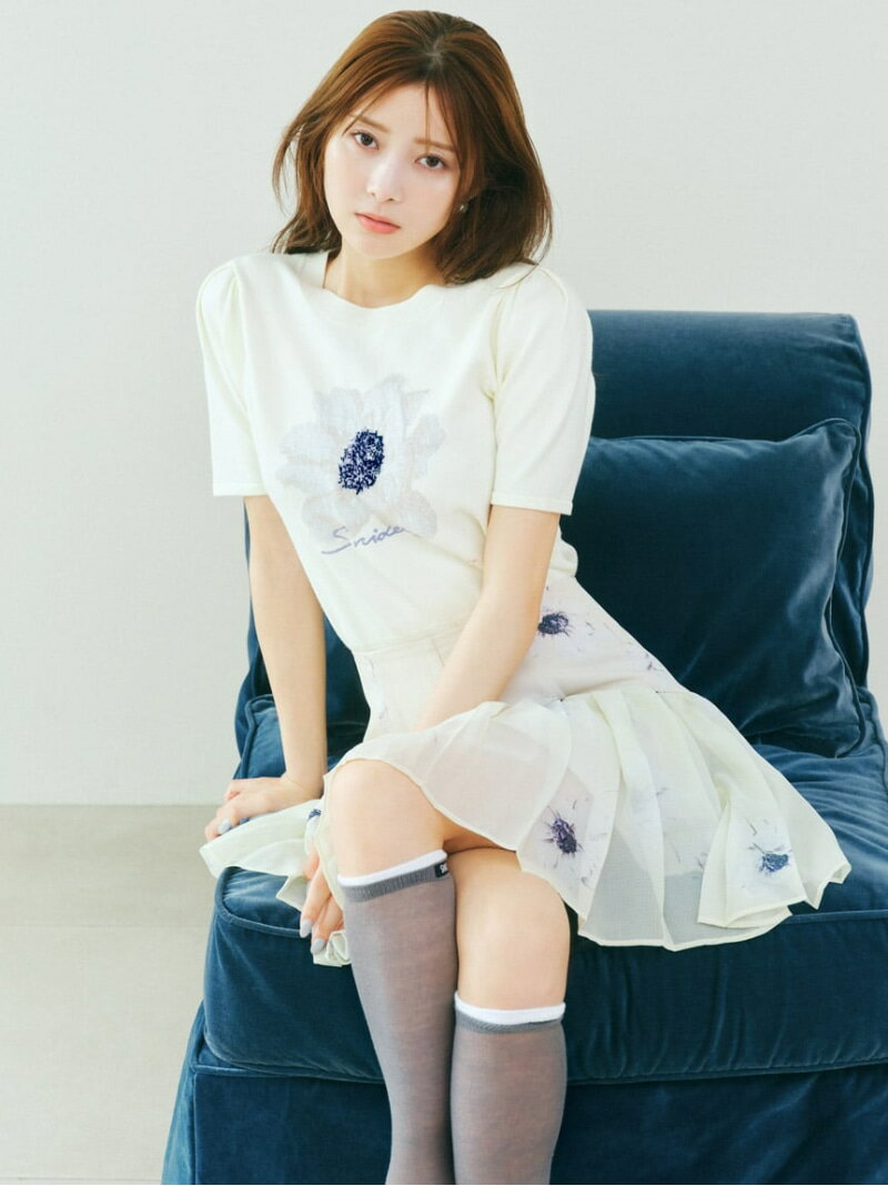 【SALE／50%OFF】【FLOWER COLLECTION】ジャガードニットプルオーバー SNIDEL スナイデル トップス ニット ネイビー【RBA_E】【送料無料】[Rakuten Fashion]