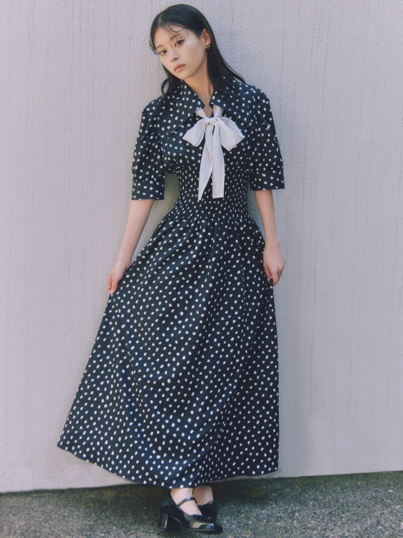 【SALE／50%OFF】ドットボウタイシャツワンピース SNIDEL スナイデル ワンピース・ドレス ワンピース グリーン ブラック【RBA_E】【送料無料】[Rakuten Fashion]