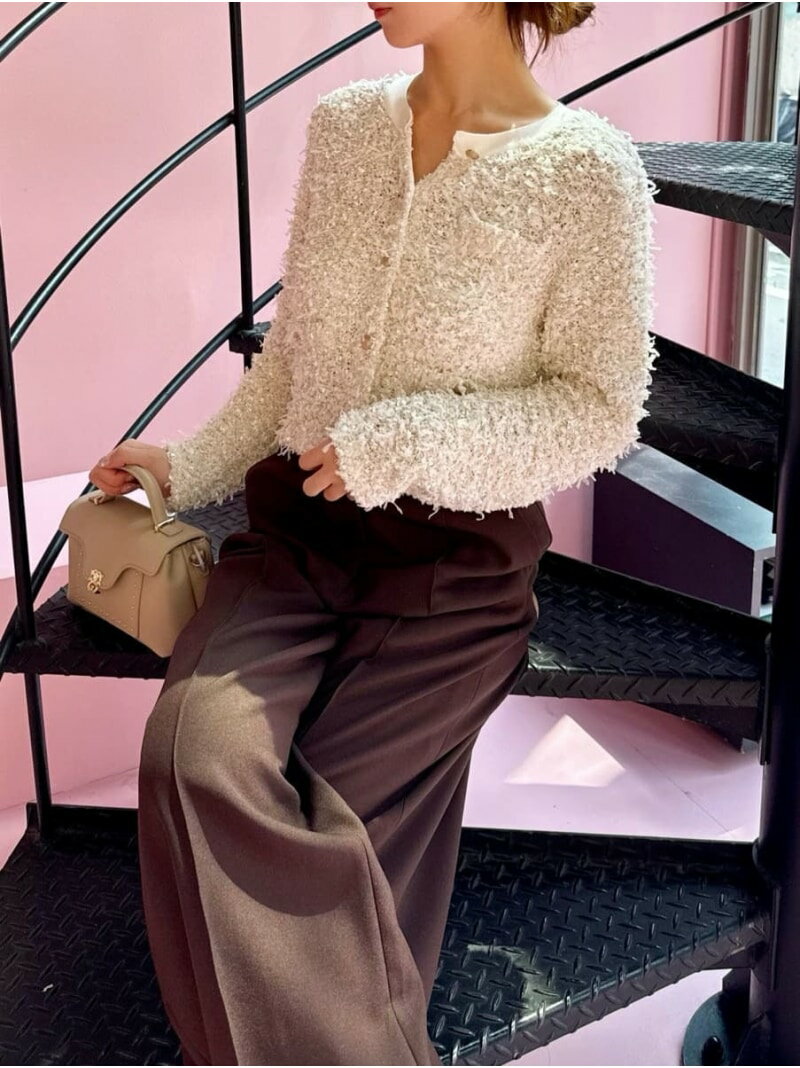 【SALE／50%OFF】ミックスツイードライクニットカーディガン SNIDEL スナイデル ト...