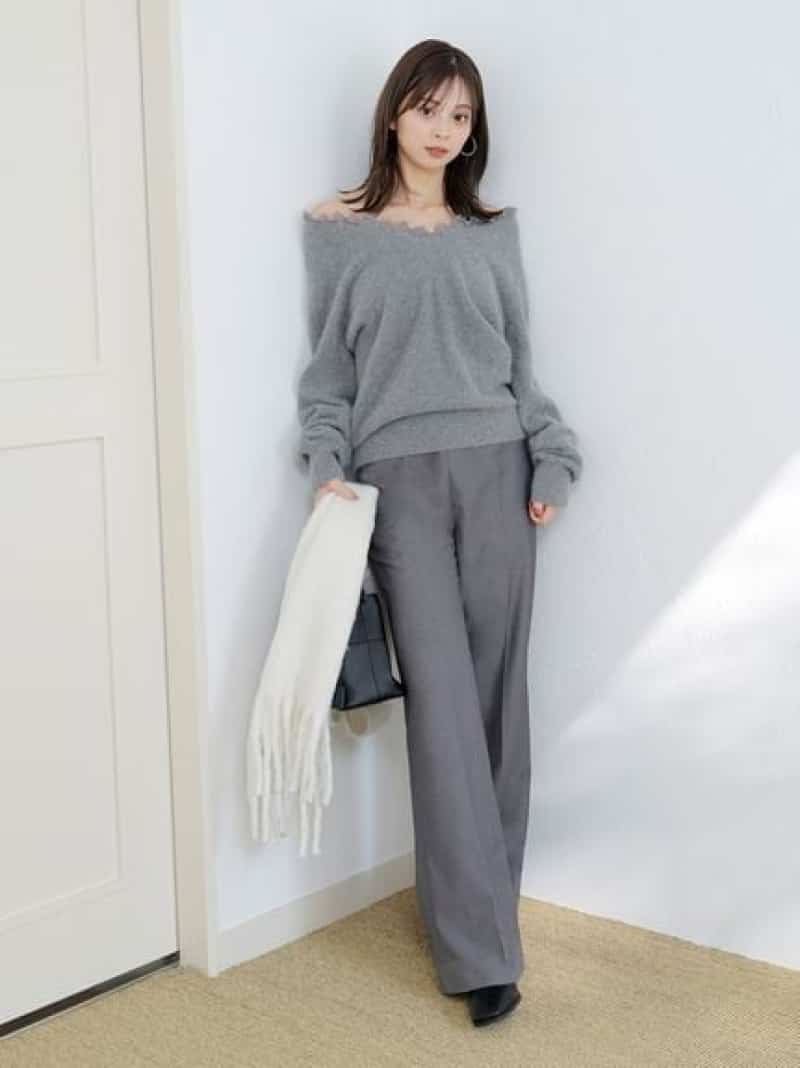 【SALE／50%OFF】ハイウエストワイドパンツ SNIDEL スナイデル パンツ その他のパンツ グレー【RBA_E】【送料無料】[Rakuten Fashion]