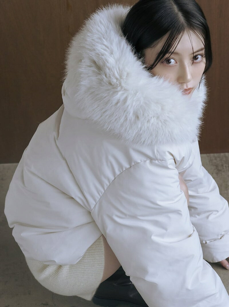 【WEB限定カラーあり】西川フードファーショートダウン SNIDEL スナイデル ジャケット・アウター その他のジャケット・アウター グレー ブラック【送料無料】[Rakuten Fashion]