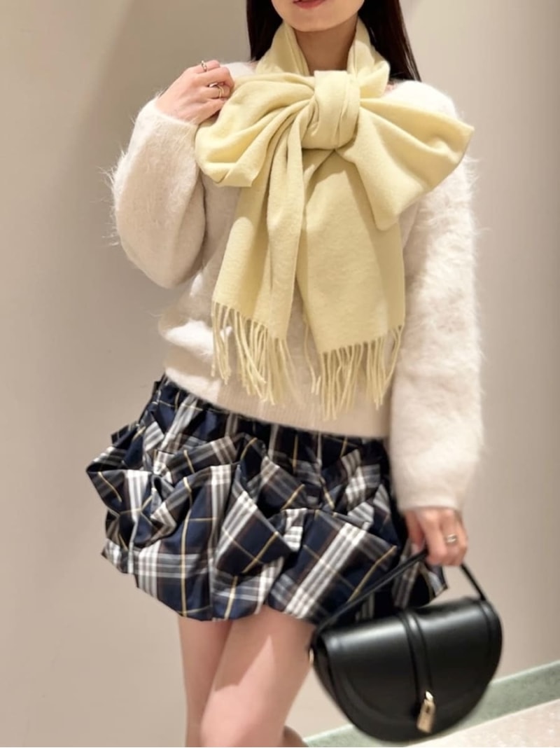 【SALE／50%OFF】カシミア混ロングリボンマフラー SNIDEL スナイデル ファッション雑貨 マフラー・ストール・ネックウォーマー レッド イエロー【RBA_E】【送料無料】[Rakuten Fashion]