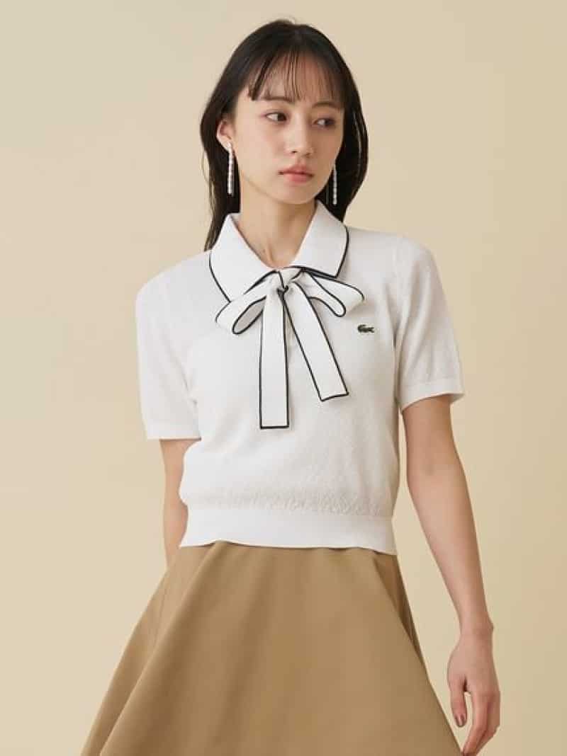 Rakuten - LACOSTE/ボウタイポロニットプルオーバー SNIDEL スナイデル トップス ニット ホワイト イエロー ネイビー【送料無料】[Rakuten Fashion]