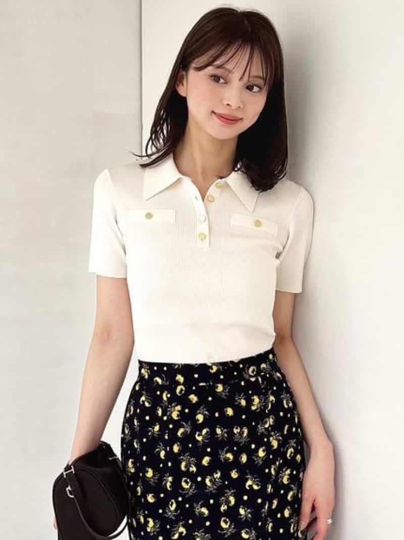 Rakuten - ポロニットプルオーバー SNIDEL スナイデル トップス ニット ブラック【先行予約】*【送料無料】[Rakuten Fashion]